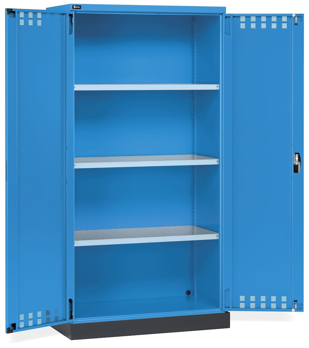 Armadio 2 ante a battente fessurate, 3 ripiani, 1 vasca stagna esterna, L1048 x P600 x H2027 mm, PERFOM14028