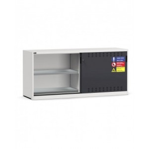 Armadietto con ante scorrevoli fessurate, 4 vasche interne, L2040 x P600 x H915 mm, RAL 7035 + 7016, PERFOM22002