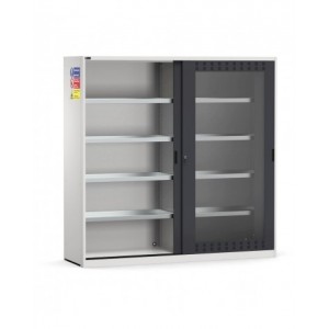 Armadio per sostanze pericolose con ante scorrevoli in policarbonato, L2040 x P600 x H2000 mm, RAL 7035 + 7016, PERFOM25004