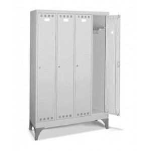 Armadio spogliatoio in metallo a 4 scomparti con piedini