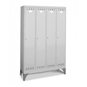 Armadio spogliatoio in metallo a 4 scomparti con piedini