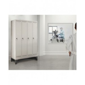Armadio spogliatoio in metallo a 4 scomparti con piedini
