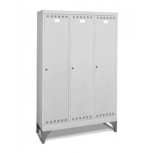 Armadio spogliatoio in metallo a 3 scomparti con piedini