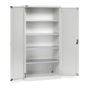 Armadio a 2 ante battente, 4 ripiani, L1023 x P555 x H2000 mm, RAL 7035