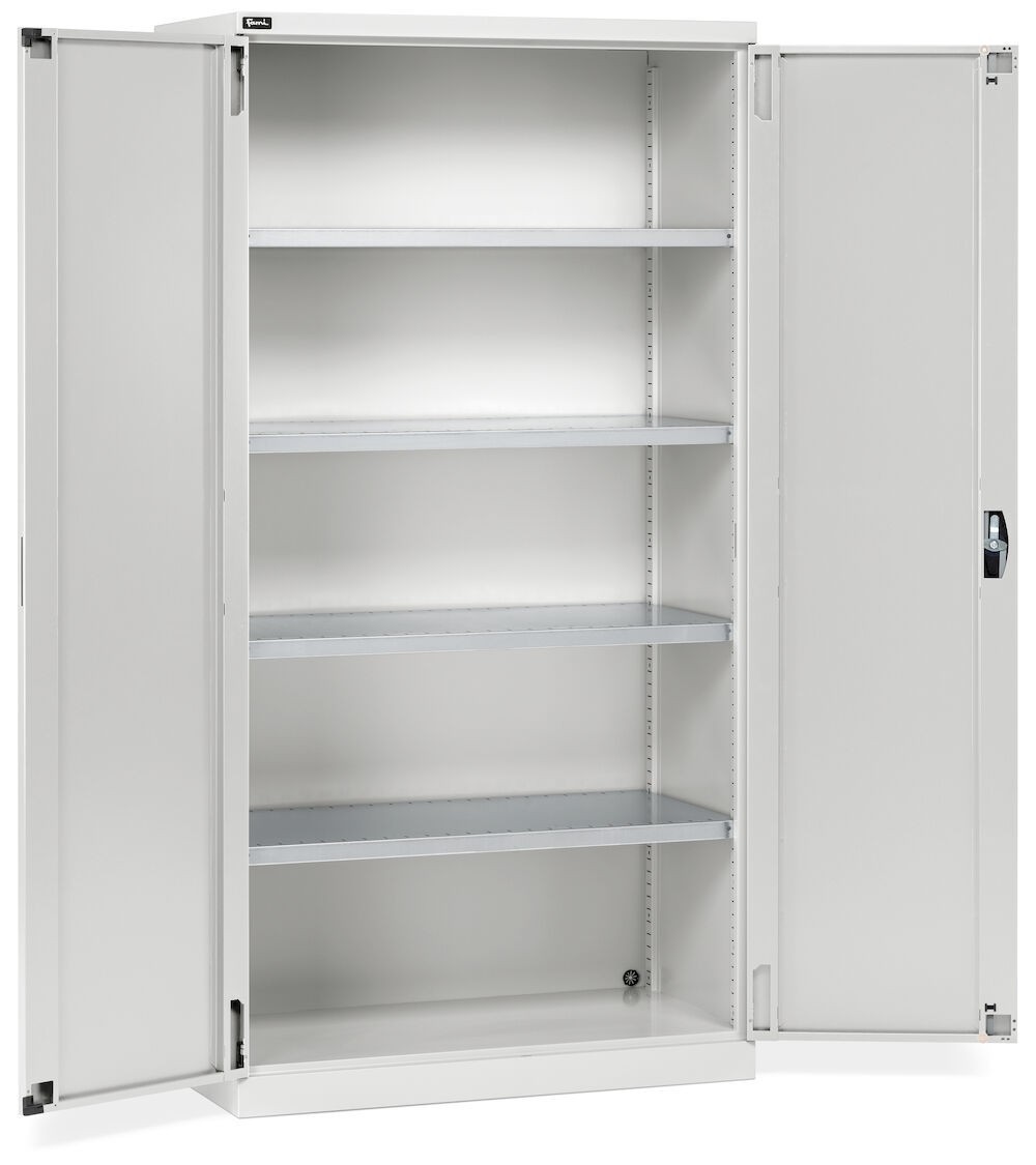 Armadio a 2 ante battente, 4 ripiani, L1023 x P555 x H2000 mm, RAL 7035