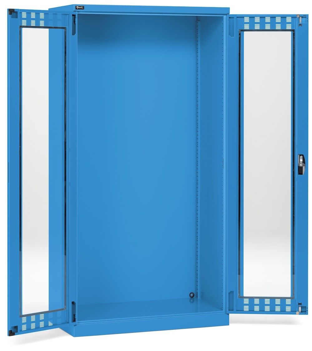 Armadio officina vuoto con ante battente in policarbonato, L1023 x P555 x H2000 mm