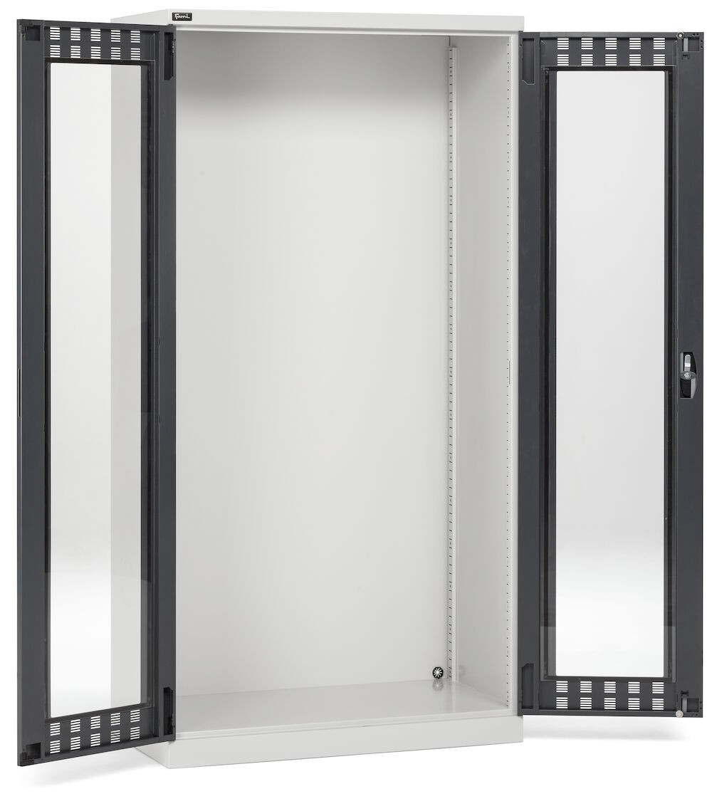 Armadio officina vuoto con ante battente in policarbonato, L1023 x P555 x H2000 mm