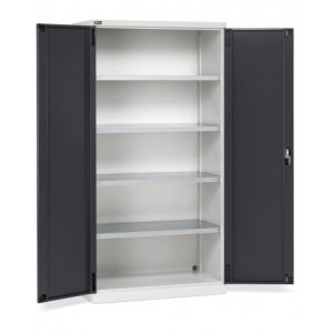 Armadio industriale per officina in metallo con 2 ante, 4 ripiani, L1023 x P555 x H2000 mm, PERFOM14001