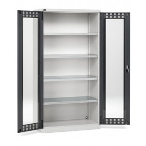 Armadio con ante a battente fessurate in policarbonato, 4 ripiani, L1023 x P555 x H2000 mm, PERFOM14007