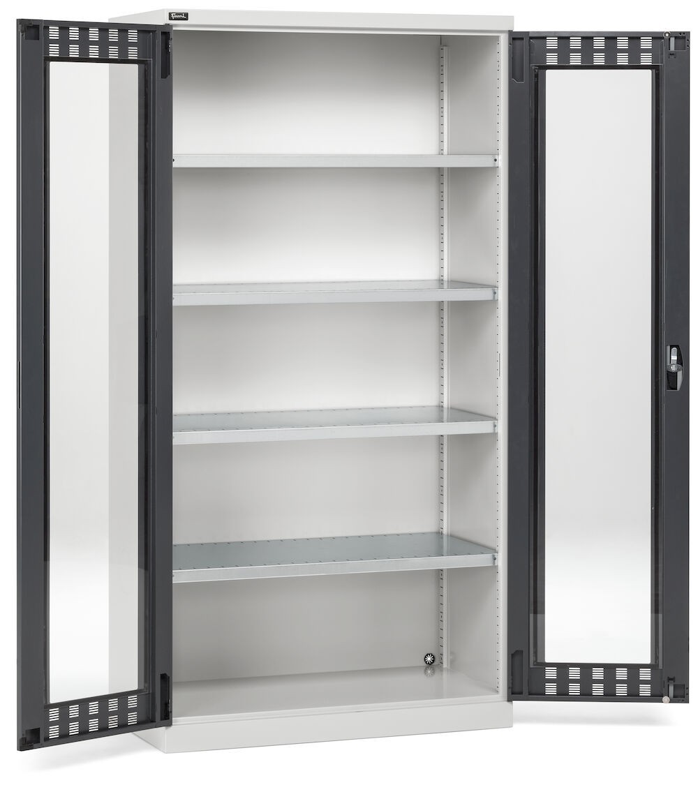 Armadio con ante a battente fessurate in policarbonato, 4 ripiani, L1023 x P555 x H2000 mm, PERFOM14007