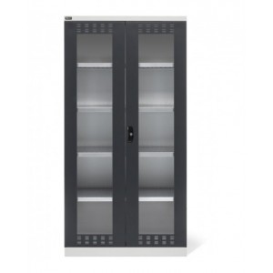 Armadio con ante a battente fessurate in policarbonato, 4 ripiani, L1023 x P555 x H2000 mm, PERFOM14007