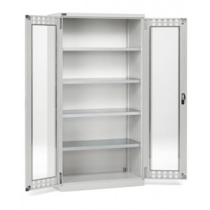 Armadio con ante a battente fessurate in policarbonato, 4 ripiani, L1023 x P555 x H2000 mm, PERFOM14008