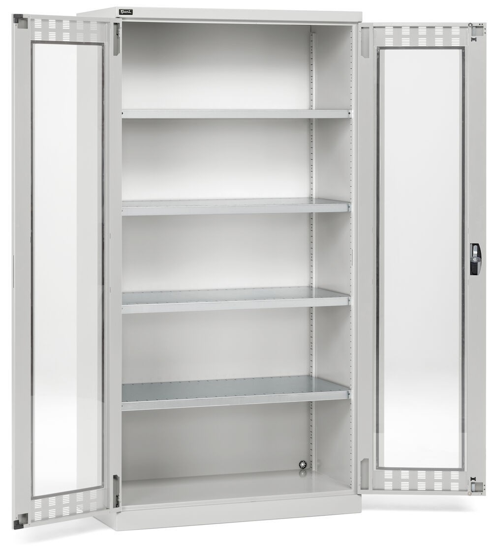 Armadio con ante a battente fessurate in policarbonato, 4 ripiani, L1023 x P555 x H2000 mm, PERFOM14008