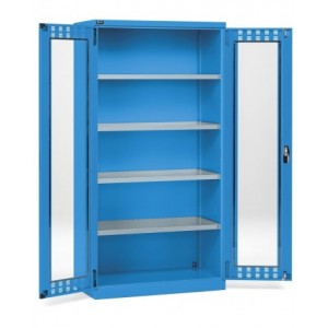 Armadio con ante a battente fessurate in policarbonato, 4 ripiani, L1023 x P555 x H2000 mm, PERFOM14009