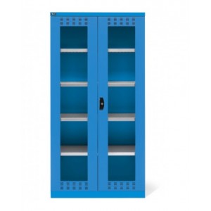 Armadio con ante a battente fessurate in policarbonato, 4 ripiani, L1023 x P555 x H2000 mm, PERFOM14009