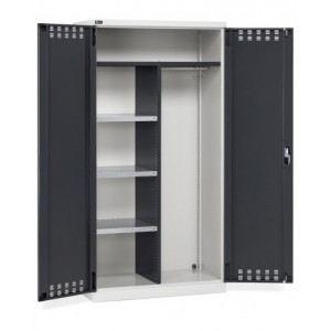 Armadio multiuso con ante battente fessurate, ripiani e divisorio, L1023 x P555 x H2000 mm, PERFOM14010