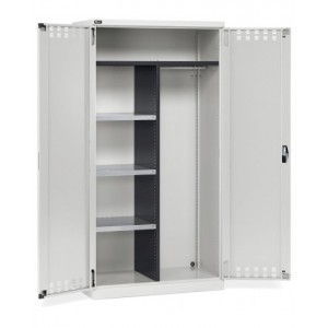 Armadio multiuso con ante battente fessurate, ripiani e divisorio, L1023 x P555 x H2000 mm, PERFOM14011