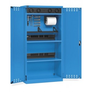 Armadio caricabatterie con griglia areazione, pannelli forati, accessori, L1023 x P555 x H2000, PERFOM14036