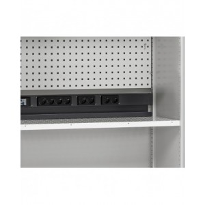 Armadio caricabatterie con ante in policarbonato, 4 piani/pannelli forati, L1023 x P555 x H2000 mm, PERFOM14039