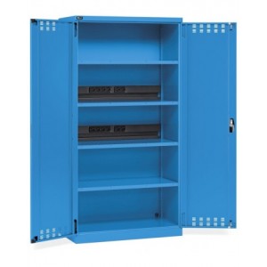 Armadio caricabatterie con ante battenti in lamiera e ripiani forati, L1023 x P555 x H2000 mm, PERFOM14045