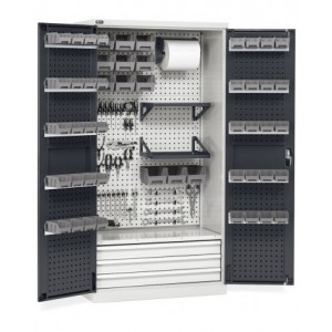 Armadio porta attrezzi con ante battente e accessori, L1023 x P555 x H2000 mm, PERFOM14046