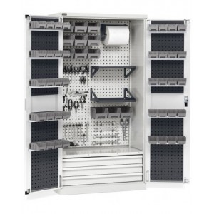 Armadio porta attrezzi con ante battente e accessori, L1023 x P555 x H2000 mm, PERFOM14047