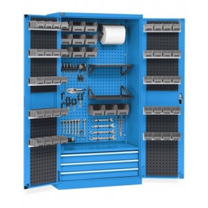 Armadio porta attrezzi con ante battente e accessori, L1023 x P555 x H2000 mm, PERFOM14048