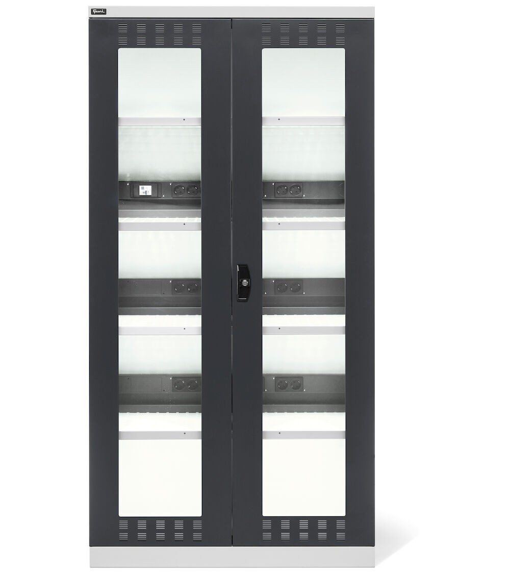 Armadio con ante battente fessurate in policarbonato, L1023 x P555 x H2000 mm, PERFOM14055