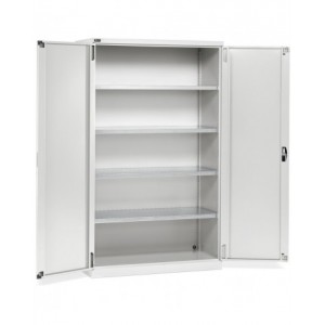 Armadio industriale per officina con ante a battente e 4 ripiani fessurati, L1193 x P555 x H2000 mm, PERFOM17002