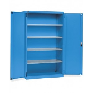 Armadio industriale officina con ante a battente e 4 ripiani fessurati, L1193 x P555 x H2000 mm, PERFOM17003