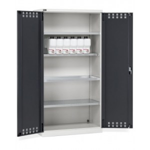 Armadio 2 ante a battente fessurate, 3 piani fessurati, 6 taniche, 1 vasca interna, L1023 x P555 x H2000 mm, PERFOM14019