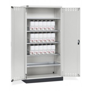 Armadio ante battente fessurate, 4 piani, 18 taniche, 1 vasca interna, 1 vasca esterna, L1048 x P600 x H2027 mm, PERFOM14023