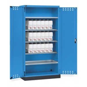 Armadio ante battente fessurate, 4 piani, 18 taniche, 1 vasca interna, 1 vasca esterna, L1048 x P600 x H2027 mm, PERFOM14024