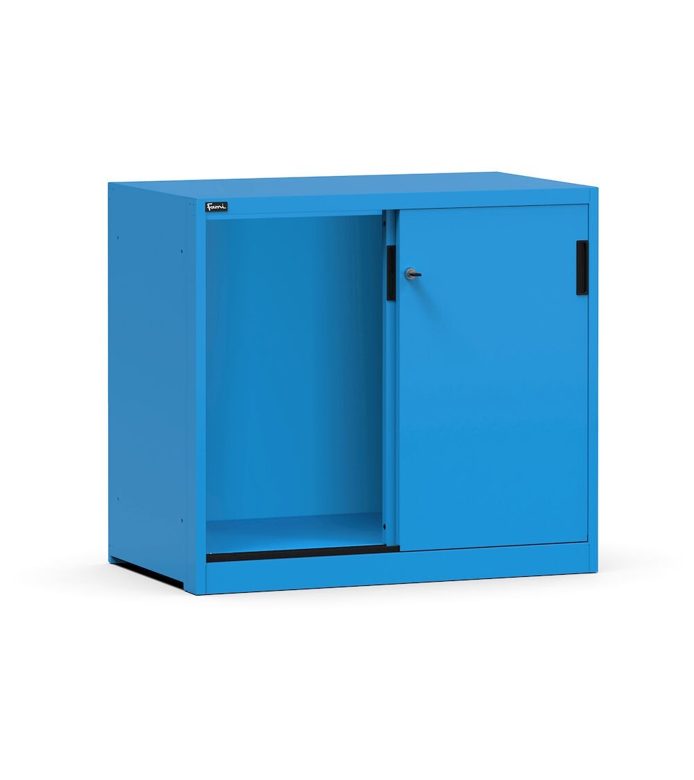 Armadio basso vuoto con porte scorrevoli, L1020 x P600 x H915 mm, RAL 5012