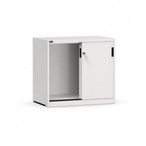 Armadio basso vuoto con porte scorrevoli, L1020 x P600 x H915 mm, RAL 7035