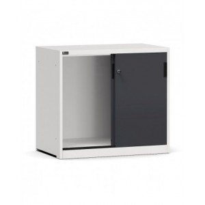 Armoire basse vide à portes coulissantes, L1020 x P600 x H915 mm, RAL 7035 + 7016