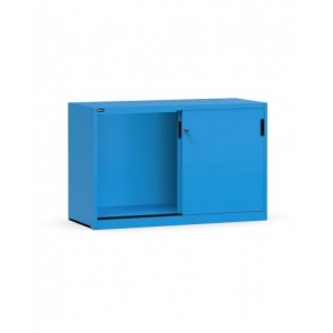 Armadio basso vuoto con porte scorrevoli, L1428 x P600 x H915 mm, RAL 5012