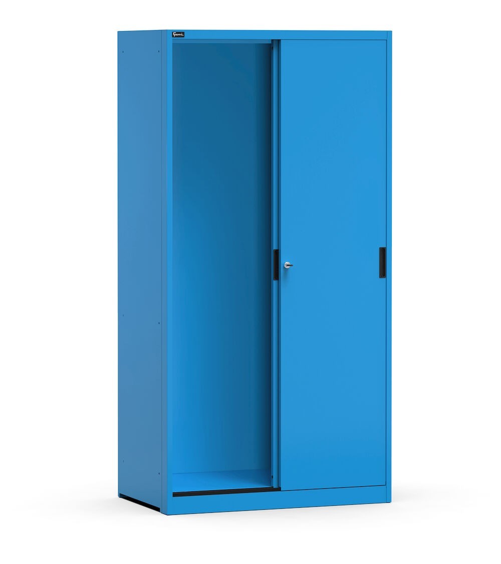 Armadio vuoto in metallo con porte scorrevoli, L1020 x P600 x H2000 mm, RAL 5012