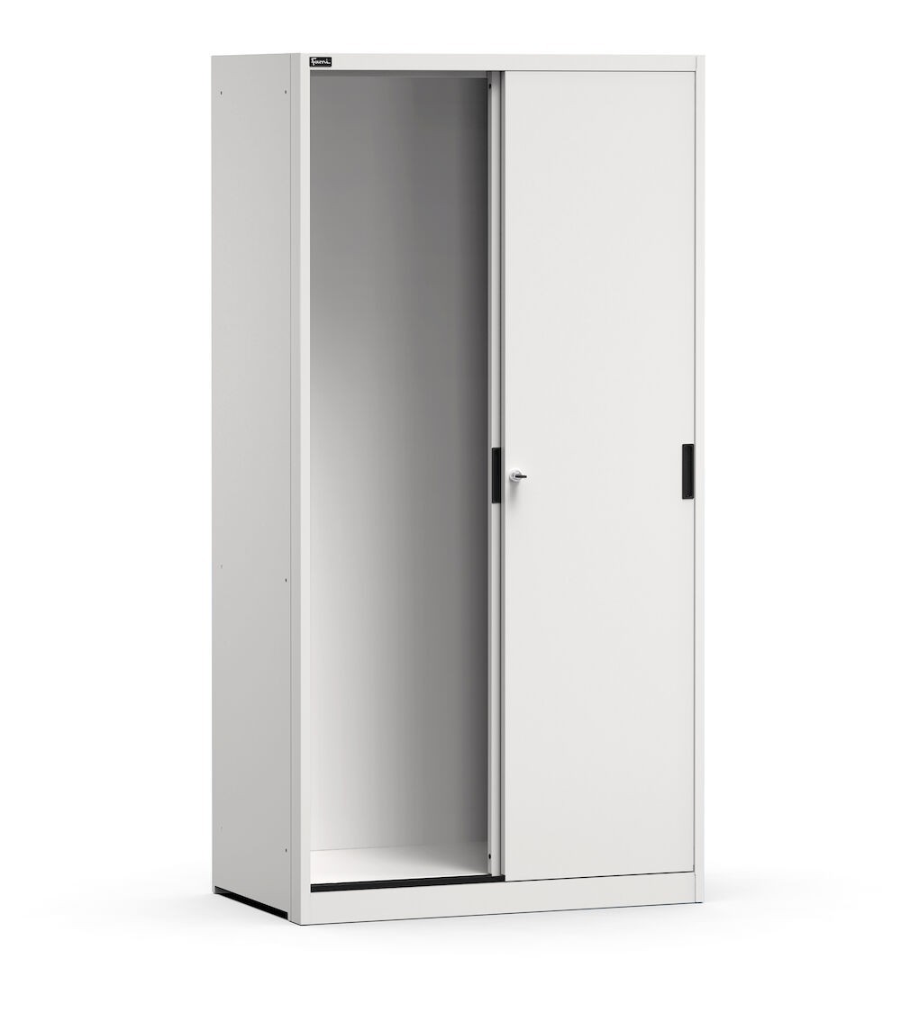 Armadio vuoto in metallo con porte scorrevoli, L1020 x P600 x H2000 mm, RAL 7035