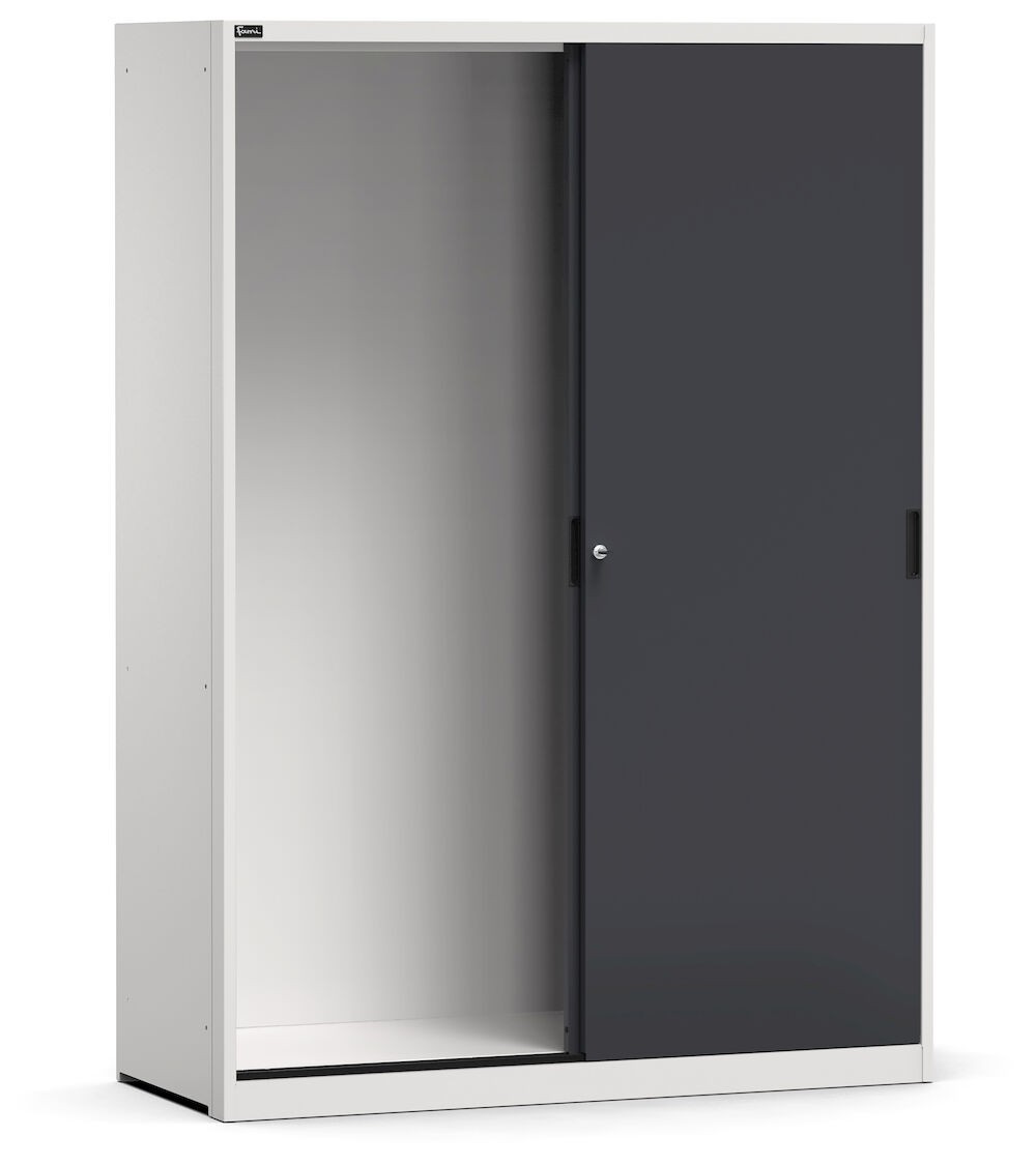 Armoire vide à portes coulissantes, L1428 x P600 x H2000 mm, RAL 7035+7016