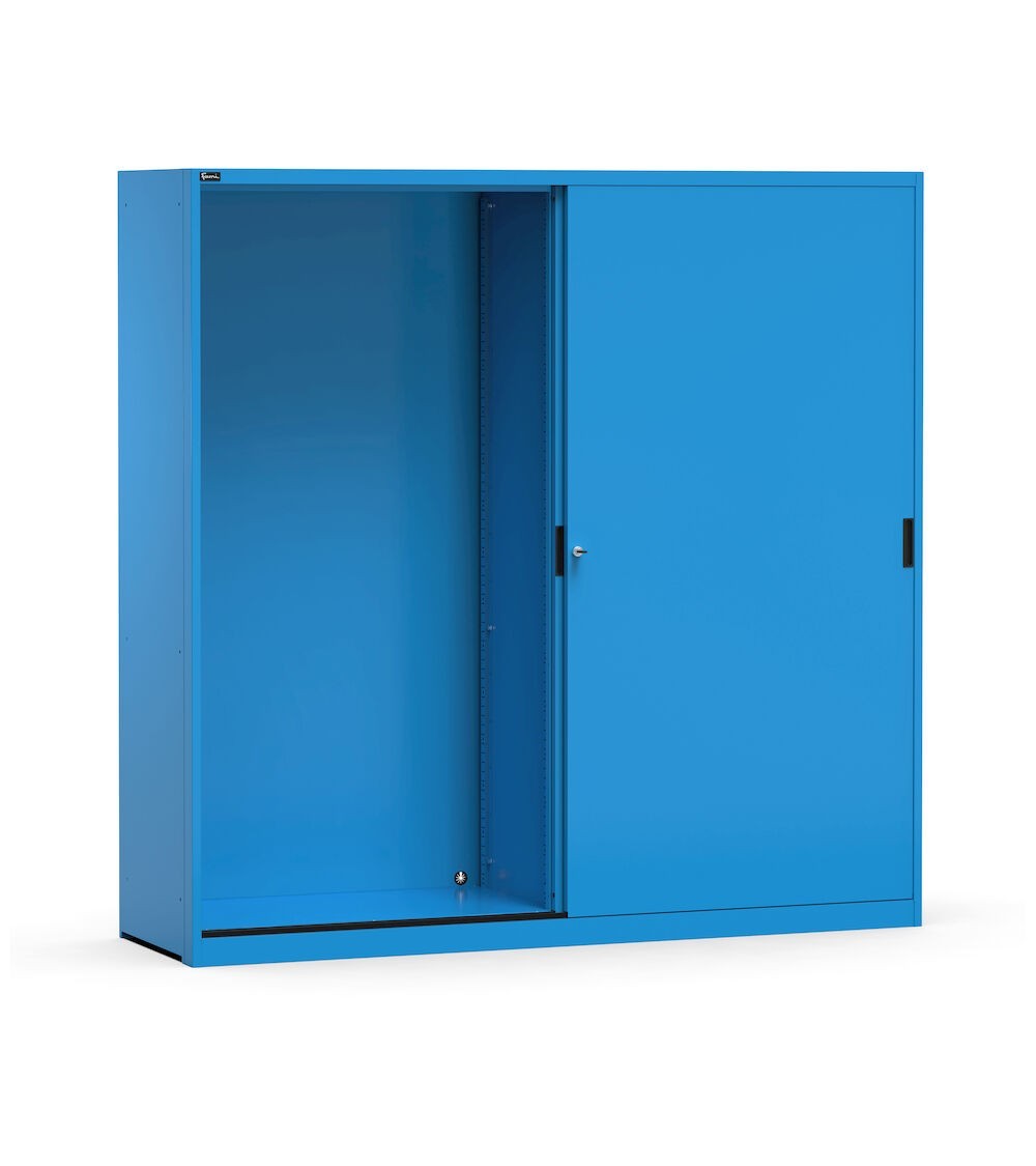 Armadio in metallo vuoto con porte scorrevoli, L2040 x P600 x H2000 mm, RAL 5012