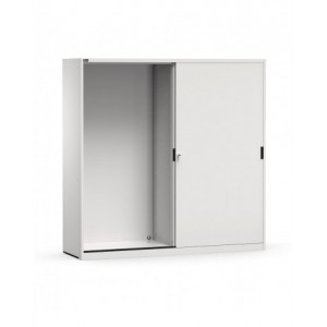 Armadio in metallo vuoto con porte scorrevoli, L2040 x P600 x H2000 mm, RAL 7035