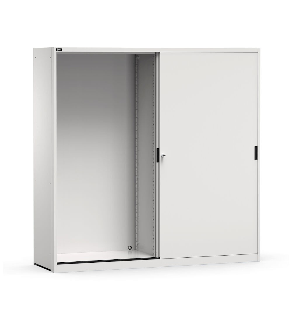 Armadio in metallo vuoto con porte scorrevoli, L2040 x P600 x H2000 mm, RAL 7035