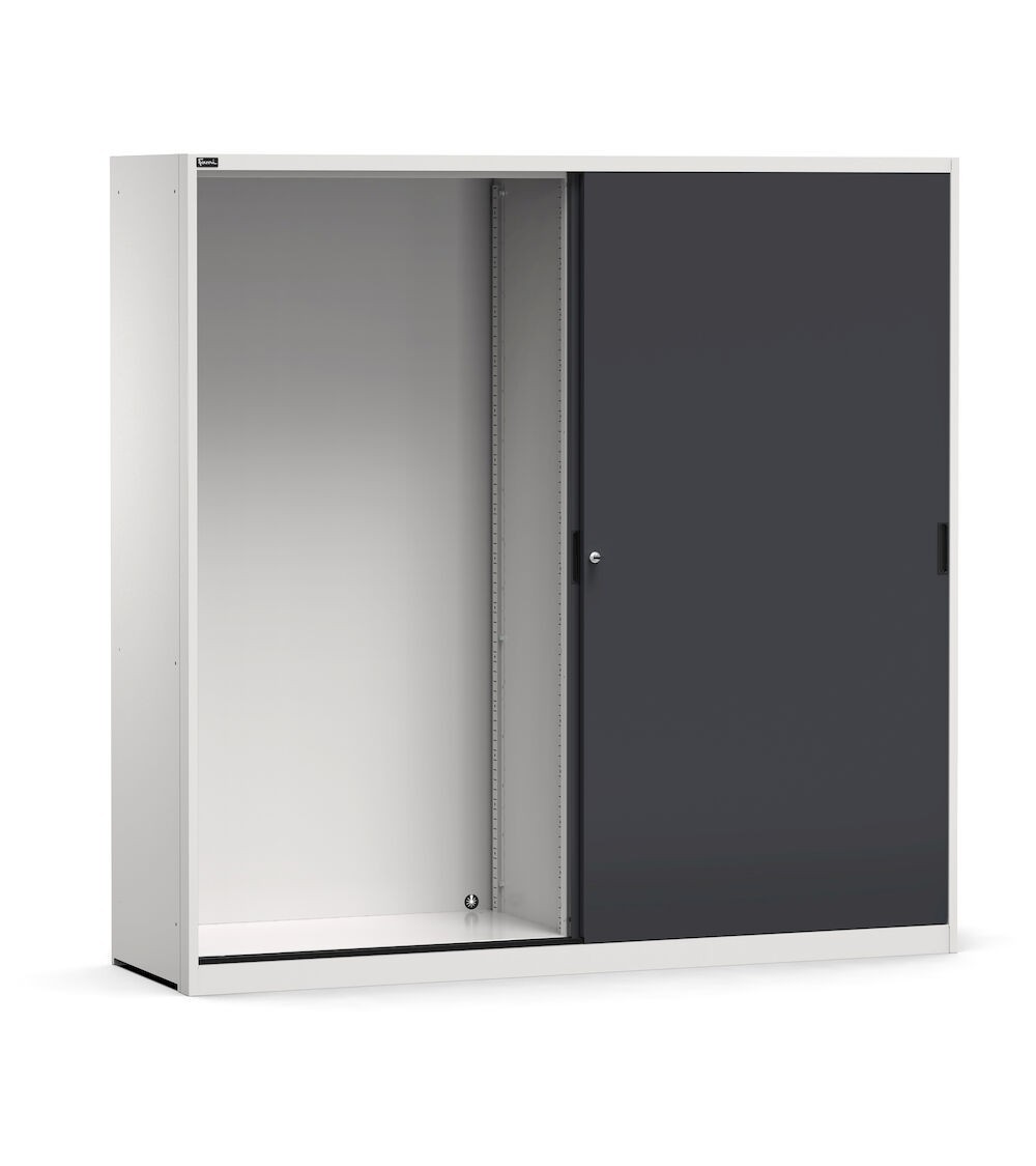 Armoire en métal vide à portes coulissantes, L2040 x P600 x H2000 mm, RAL 7035 - 7016