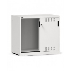 Niedriger, leerer Schrank mit geschlitzten Schiebetüren, B1020 x T600 x H915 mm