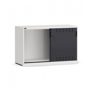 Niedriger, leerer Schrank mit geschlitzten Schiebetüren, B1428 x T600 x H915 mm