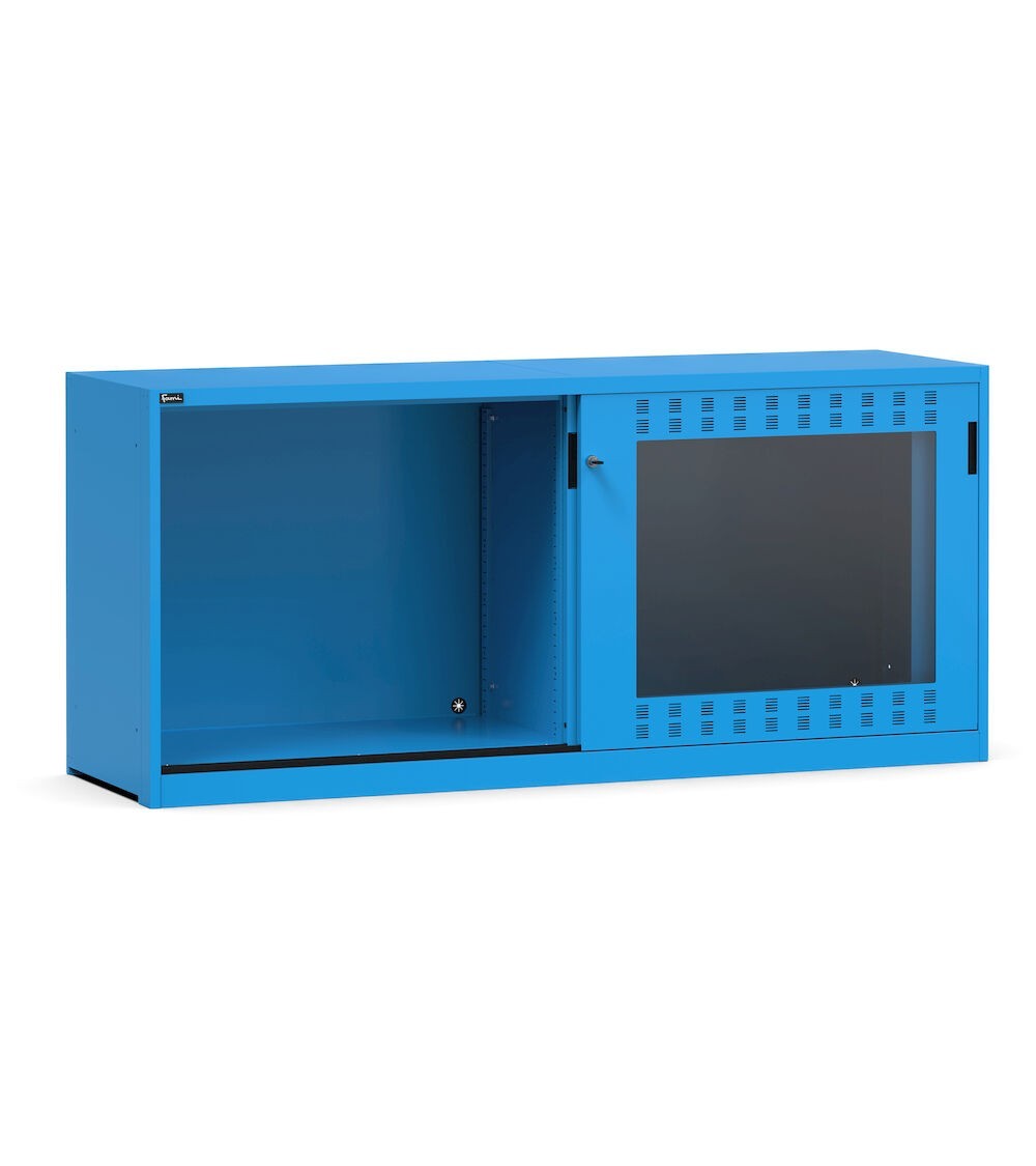 Armadietto vuoto con ante scorrevoli fessurate in policarbonato, L2040 x P600 x H915 mm