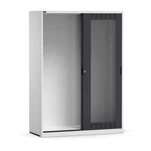 Armadio vuoto con ante scorrevoli fessurate in policarbonato, L1428 x P600 x H2000 mm