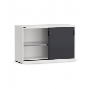 Armadietto metallico con porte scorrevoli e ripiani, L1428 x P600 x H915 mm, RAL 7035 + 7016, PERFOM20004