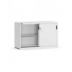Armadietto metallico con porte scorrevoli e ripiani, L1428 x P600 x H915 mm, RAL7035, PERFOM20005